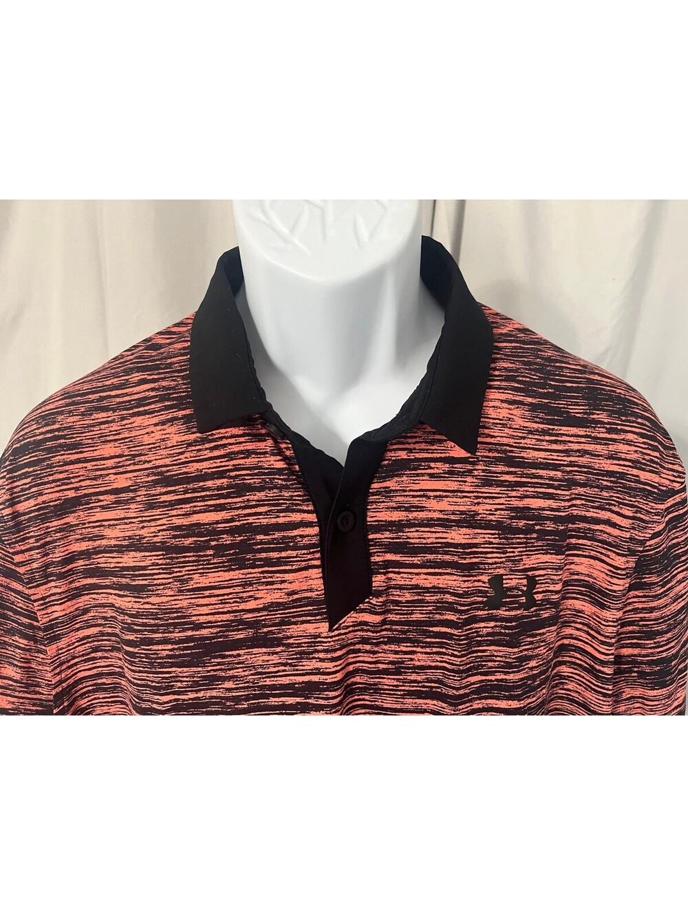 Under Armour Men's Pink Black Iso Chill Swoop Cut s/s Golf Polo Shirt Large L